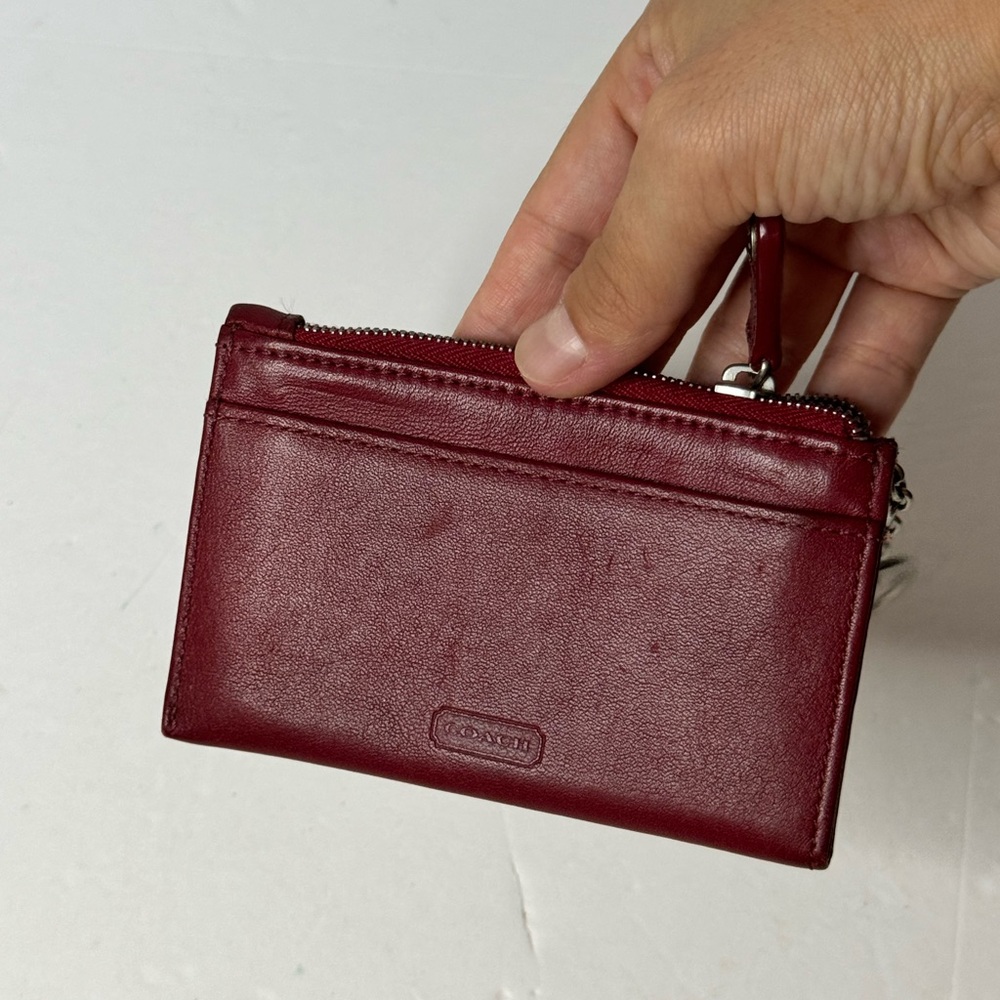 VTG Coach Leather Wallet Cardholder With Metal Zip Deep Red - Picture 7 of 10